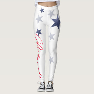 4th of July, white & blue stars leggings. Leggings