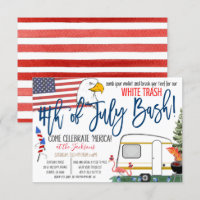 4th of July White Trash Bash Invitation