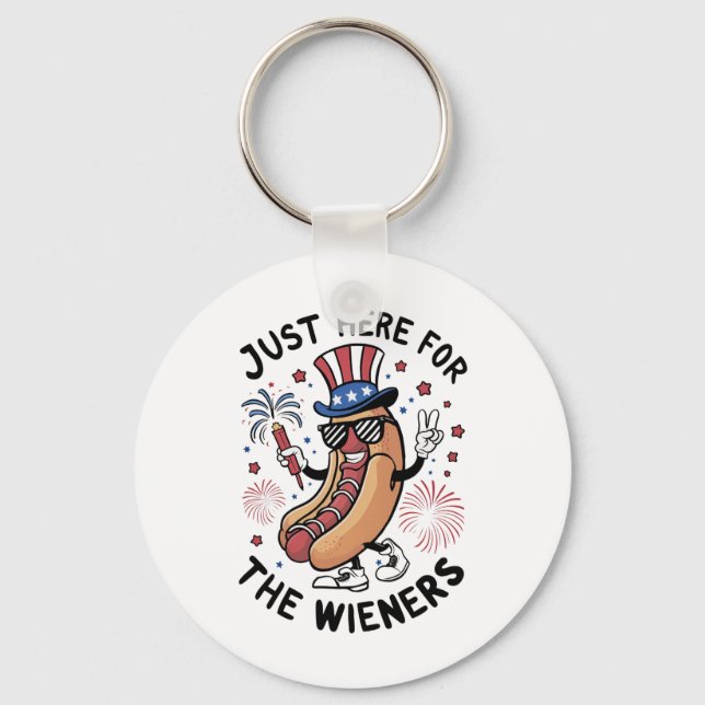 4th Of July Wieners USA American flag Patriotic  Key Ring (Front)