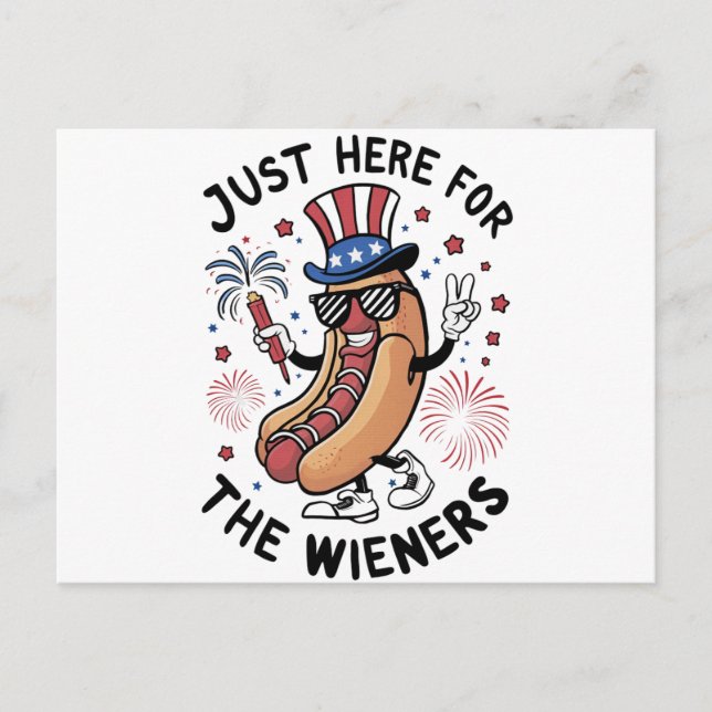 4th Of July Wieners USA American flag Patriotic  Postcard (Front)