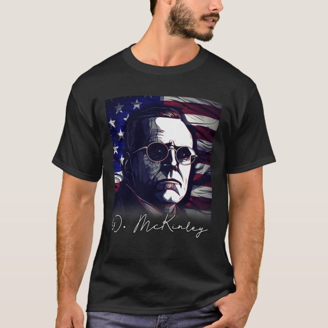 4th Of July William McKinley President US Flag Pat T-Shirt (Front)