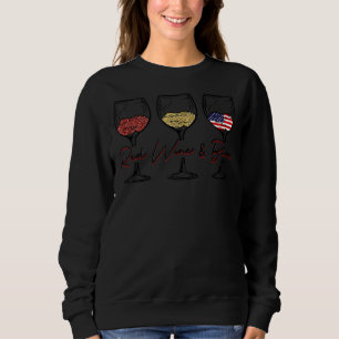 4th Of July Wine Red White Blue Wine Glasses Red W Sweatshirt