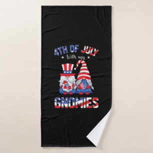 4th Of July With My Gnomies Patriotic Gnome Bath Towel