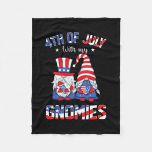 4th Of July With My Gnomies Patriotic Gnome Fleece Blanket