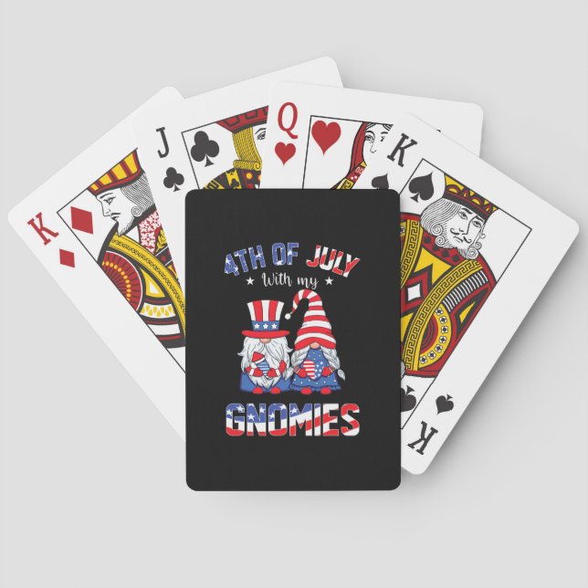 4th Of July With My Gnomies Patriotic Gnome Playing Cards (Back)