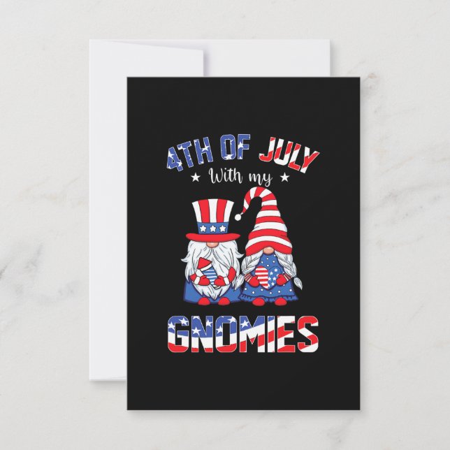 4th Of July With My Gnomies Patriotic Gnome RSVP Card (Front)