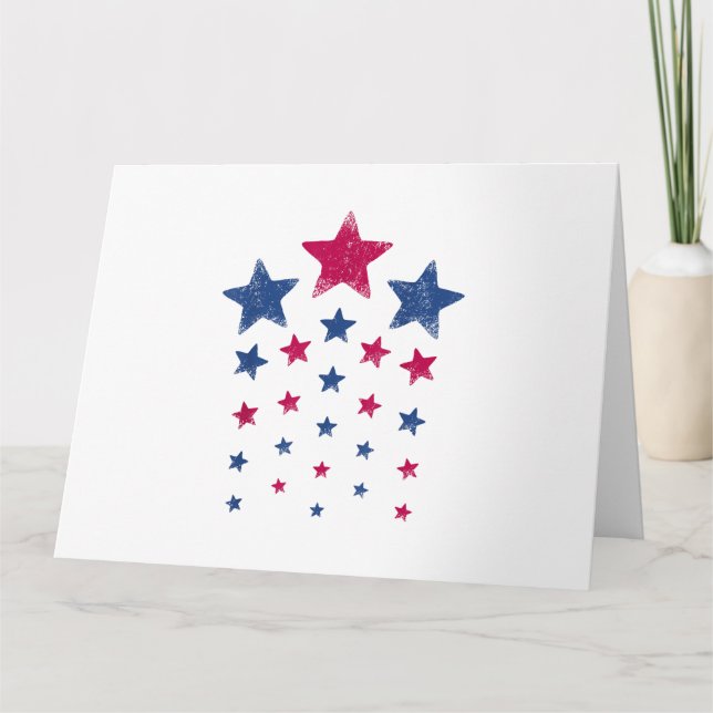 4th of July Women Men Kids Cute USA Patriotic Star Card (Front)