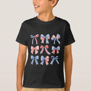 4th Patriotic Coquette Girly Girl American Flag Bo T-Shirt