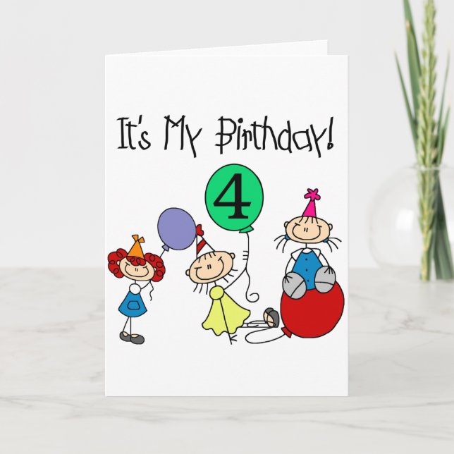 4th Stick Kids Party Birthday Tshirts and Gifts Card (Front)