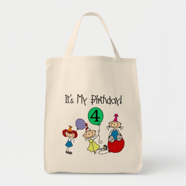 4th Stick Kids Party Birthday Tshirts and Gifts Tote Bag (Front)