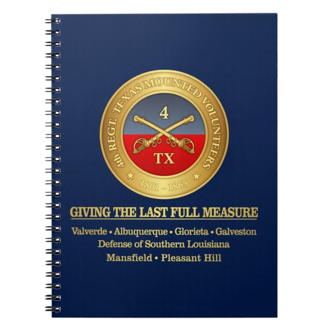 4th Texas Cavalry (battle honours) Notebook (Front)