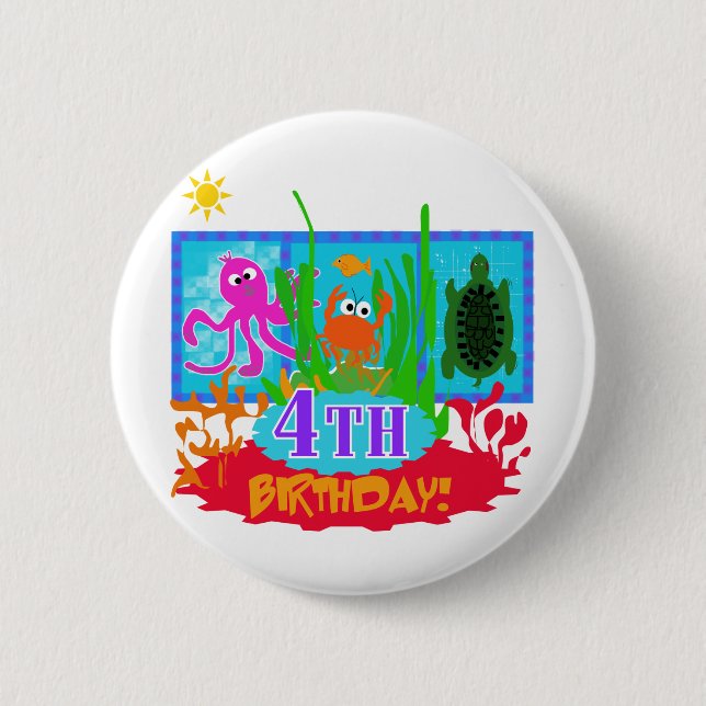 4th Undersea Adventure Birthday Tshirts 6 Cm Round Badge (Front)