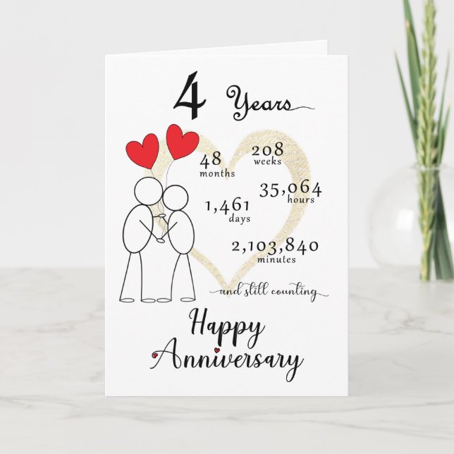 4th Wedding Anniversary Card (Front)