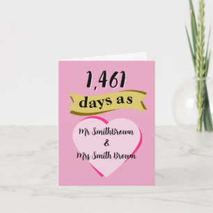 4th wedding anniversary card Linen fourth
