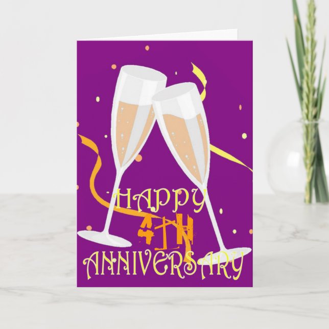4th wedding anniversary champagne celebration card (Front)