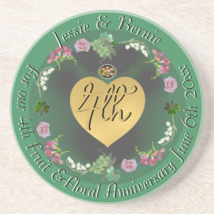 4th Wedding Anniversary Fruit Floral Coaster