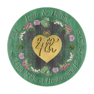 4th Wedding Anniversary Fruit Floral  Cutting Board