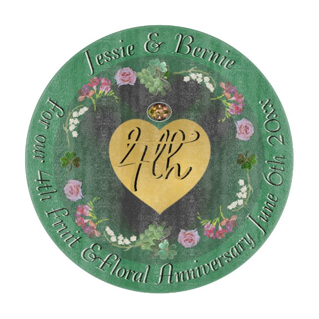 4th Wedding Anniversary Fruit Floral  Cutting Board (Front)