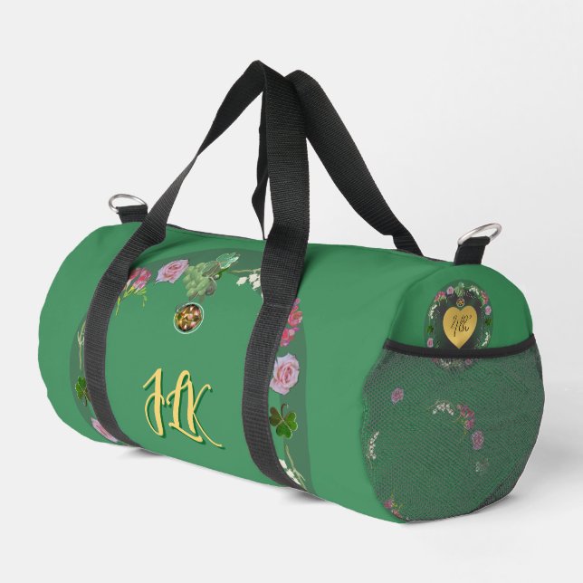 4th Wedding Anniversary Fruit Floral  Printed Back Duffle Bag (Right Corner)