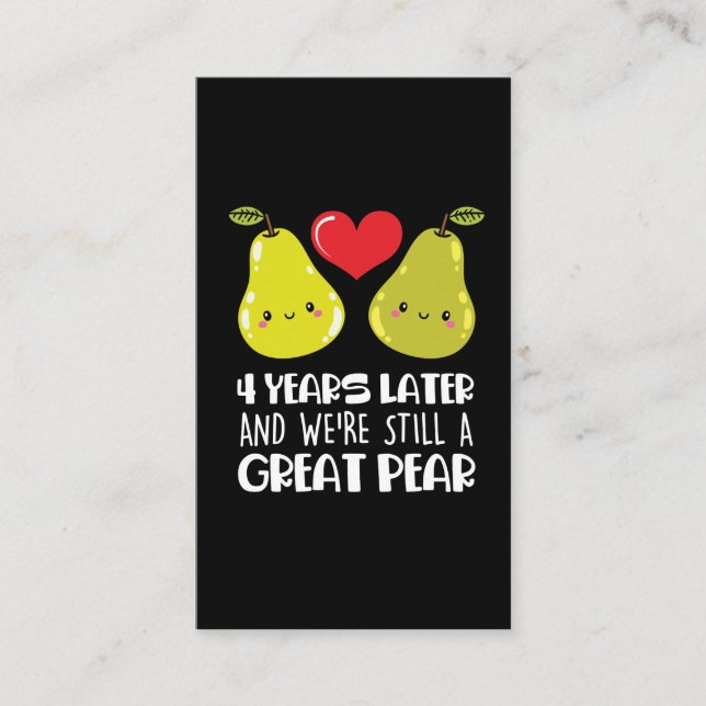 4th Wedding Anniversary Gift Married Couple Pear Business Card (Front)