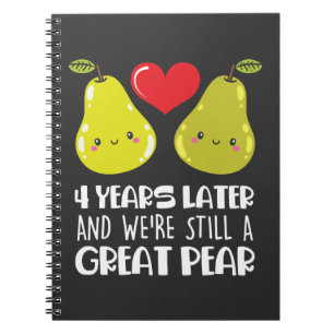 4th Wedding Anniversary Gift Married Couple Pear Notebook