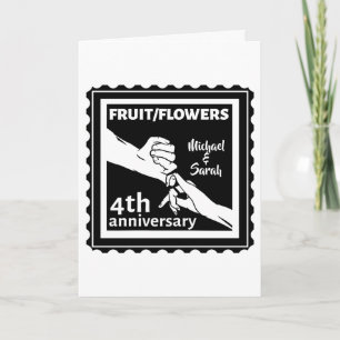 4th Wedding anniversary holding hands romantic Card