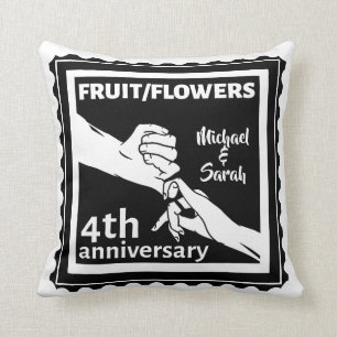 4th Wedding anniversary holding hands romantic Cushion