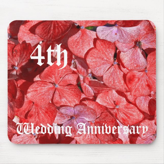 4th wedding anniversary - Hydranga Mouse Mat (Front)