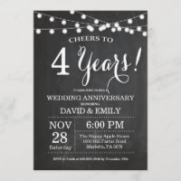 4th Wedding Anniversary Invitation Chalkboard