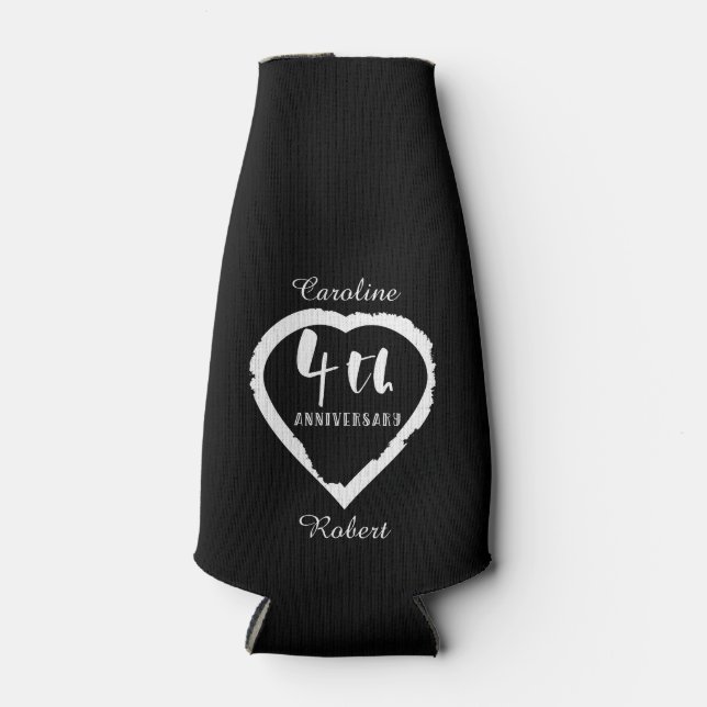 4TH Wedding Anniversary Linen Slik Bottle Cooler (Front)