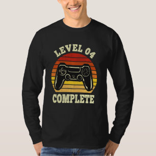 4th Wedding Anniversary Mens Gamer Vintage Level 4 T-Shirt
