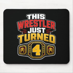 4th Wrestling Birthday This Wrestler Turned 4 Boys Mouse Mat