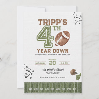 4th Year Down | Boy Football Birthday Invitation