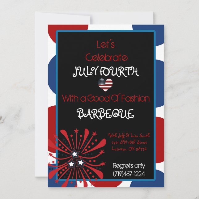 4thjuly, heart flag, With a Good Ol' Fashion, B... Invitation (Front)