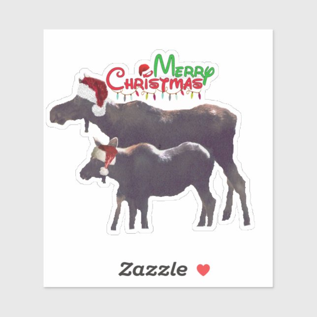 4x4 custom cut Christmas sticker of moose (Sheet)