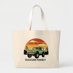 4x4 Family Adventure Personalised Custom Text Large Tote Bag