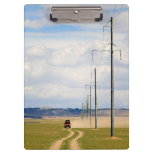4X4 Vehicles On Dirt Road, Gobi Desert Clipboard