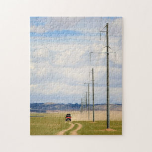 4X4 Vehicles On Dirt Road, Gobi Desert Jigsaw Puzzle