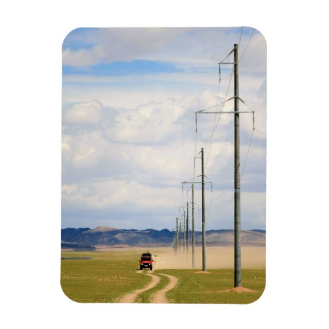 4X4 Vehicles On Dirt Road, Gobi Desert Magnet (Vertical)