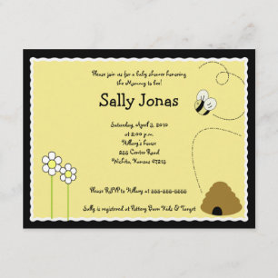 4x5 Bee Happy Bumblebee Baby Shower Invitation