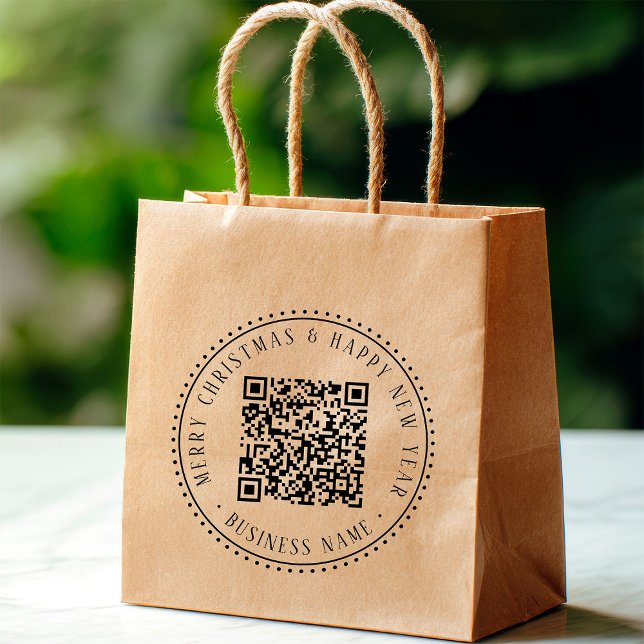 4X5 Business QR Code Christmas Holiday Rubber Stamp (Creator Uploaded)