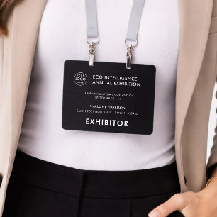 4x5 Event Badge   Exhibitor Pass Black Badges ID Badge