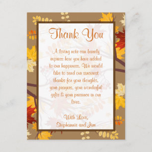 4x5 FLAT Thank You Card Autumn Branch Leaves