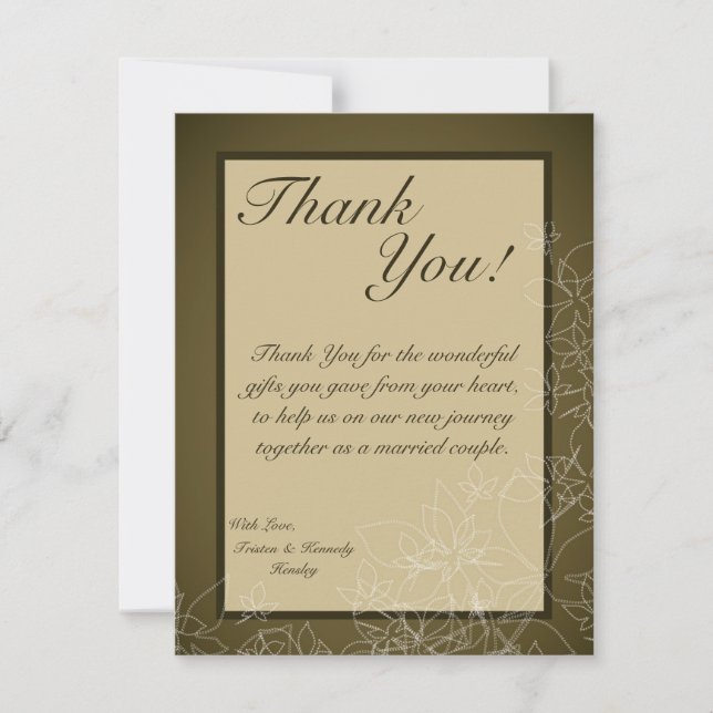4x5 FLAT Thank You Card Autumn Floral Fall Brown (Front)