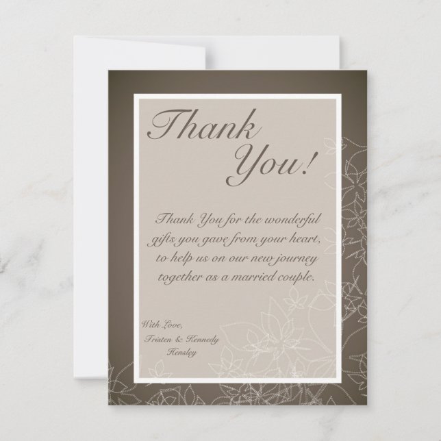 4x5 FLAT Thank You Card Autumn Floral Fall Grey (Front)
