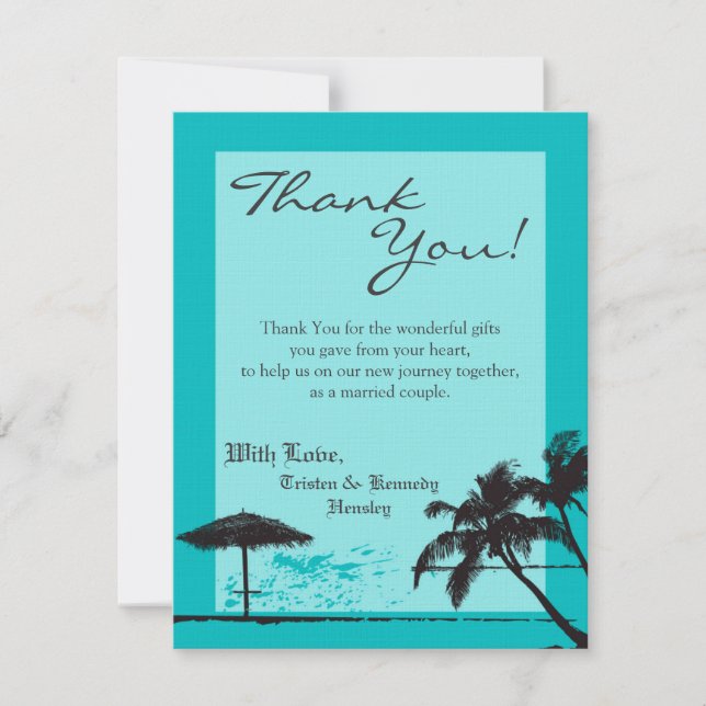 4x5 FLAT Thank You Card Beach Breeze Ocean Water (Front)