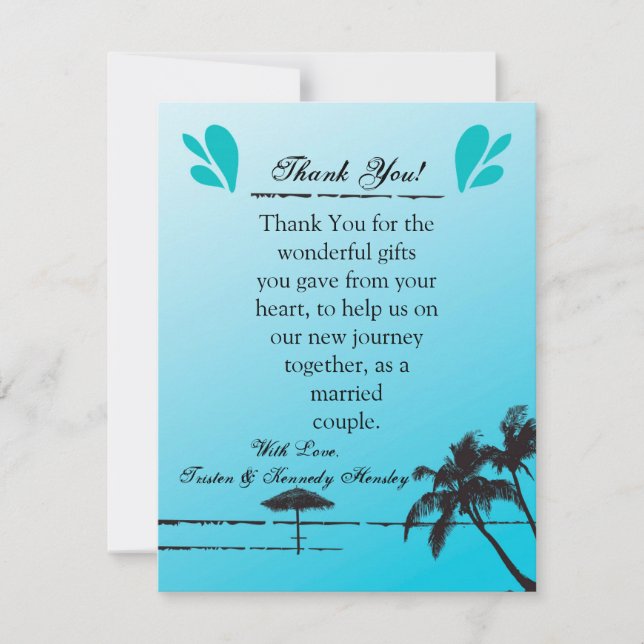 4x5 FLAT Thank You Card Beachy Palm Tree (Front)