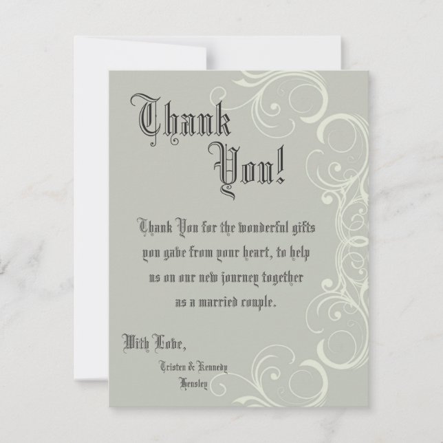 4x5 FLAT Thank You Card Black Tie Affair Grey Eleg (Front)