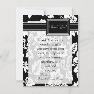 4x5 FLAT Thank You Card Black & White Filigree
