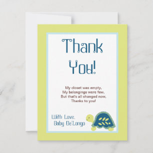 4x5 FLAT Thank You Card Blue Sea Turtles
